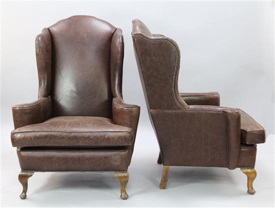 A pair of 18th century style wing armchairs, H.4ft
